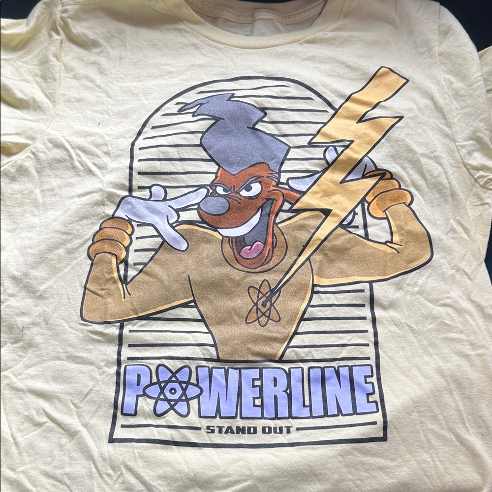 Powerline Graphic Tee in Cream and Gold